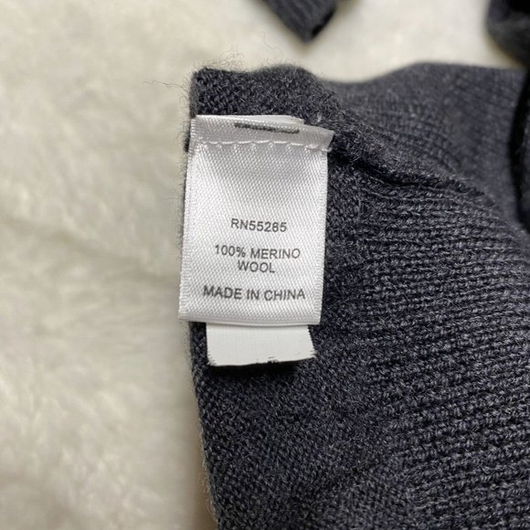 Express Sweater Men's XL Gray Merino 100% Wool V-Neck Long Sleeve Pullover - Picture 3 of 8